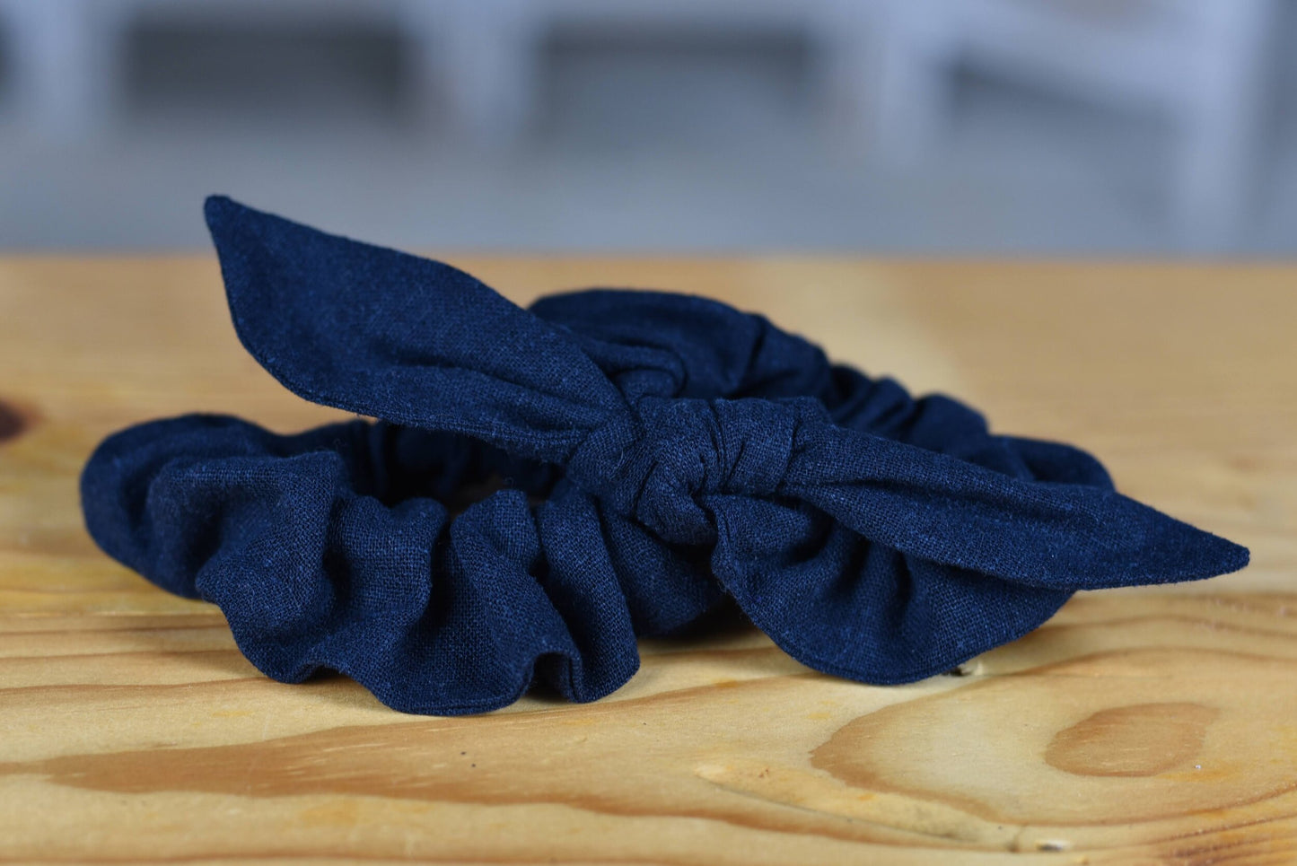 Navy Linen Scrunchie