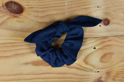 Navy Linen Scrunchie