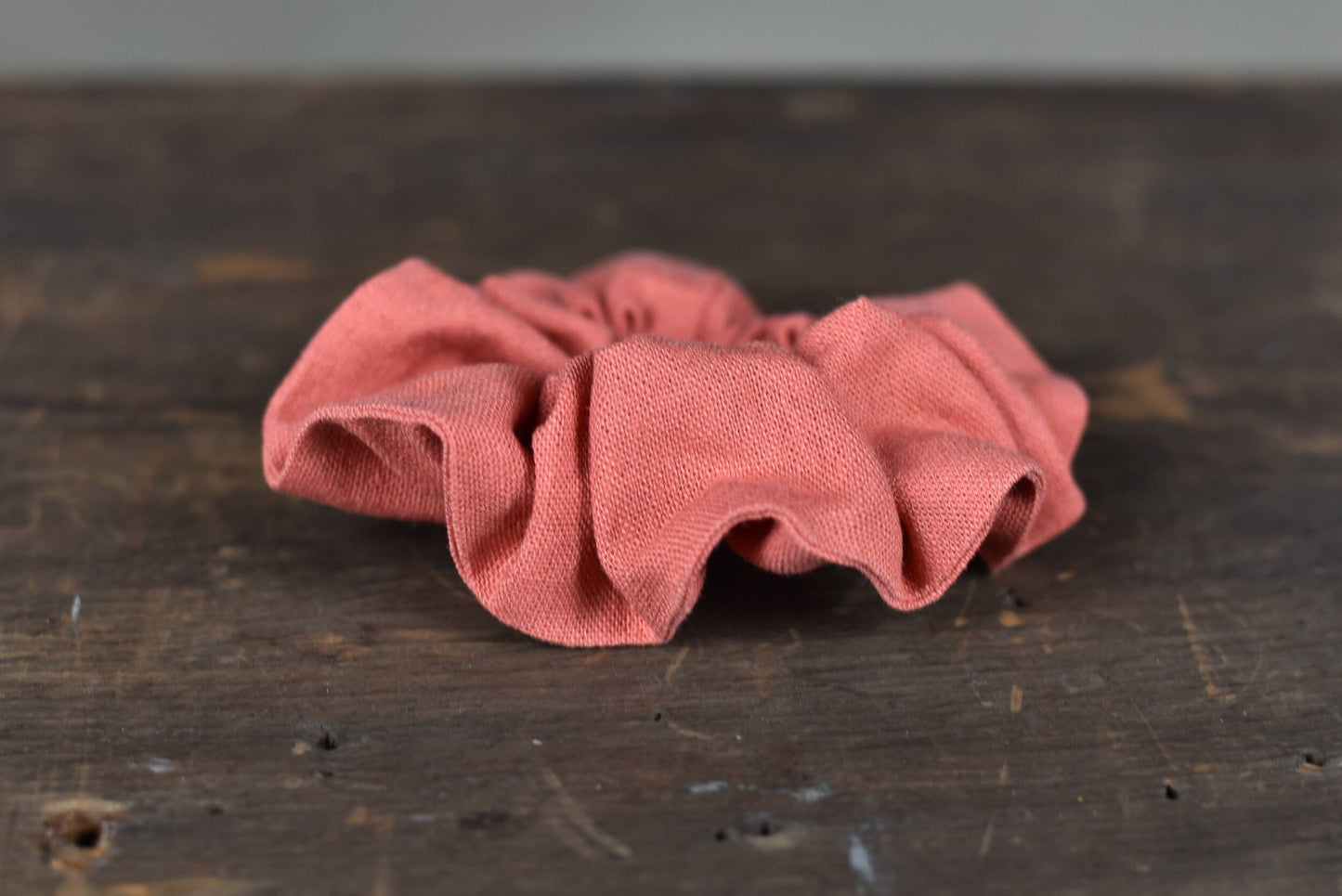 Coral Pink Linen Scrunchie