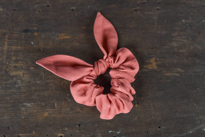 Coral Pink Linen Scrunchie