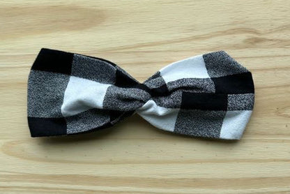 Black and White Buffalo Plaid Headband