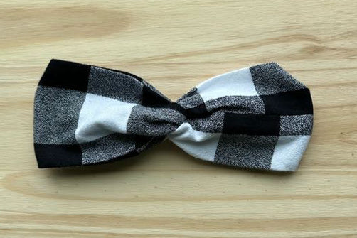 Black and White Buffalo Plaid Headband