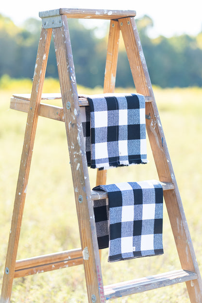 Black and White Buffalo Plaid Infinity Scarf