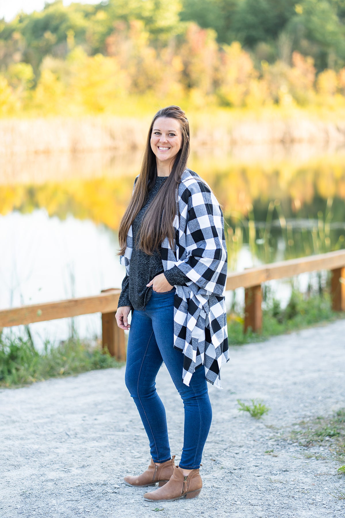 White Buffalo Plaid Poncho