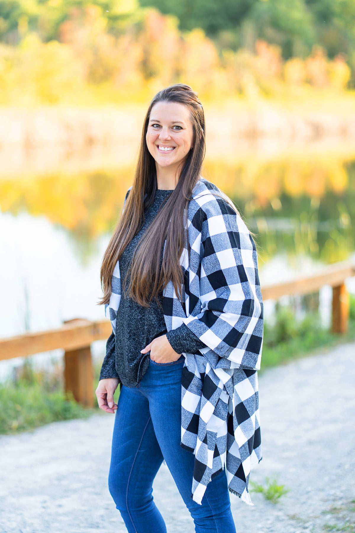 White Buffalo Plaid Poncho
