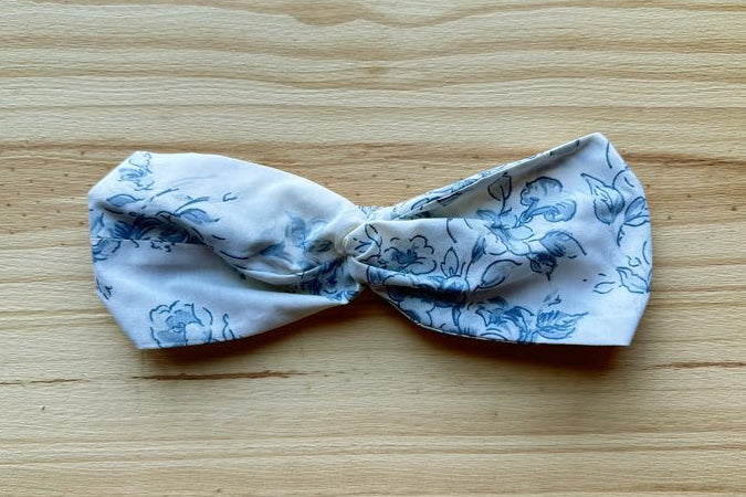 White with Blue Floral Headband