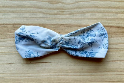 White with Blue Floral Headband